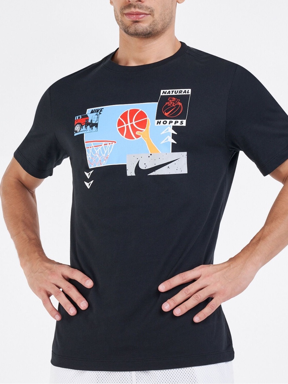 Nike Black Short-Sleeve Basketball OC Photo SS Graphic 100% Cotton Tee Large